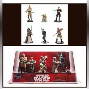 Disney Store Star Wars 6 piece Vinyl Playset  Yoda Anakin Skywalker Obi Wan